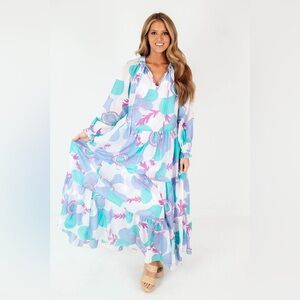 J. Marie Mia Rae Long Sleeve Maxi Dress - Multi, XS​